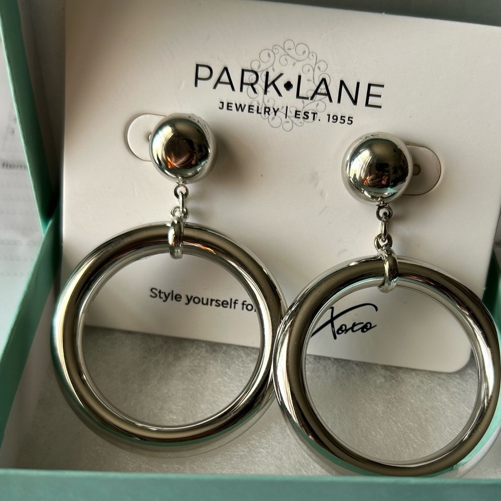 Park Lane Shiny Silver Double Hoop Earrings